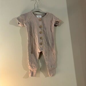 MEBIE BABY Kids One Piece in Beige with Wooden Buttons 3-6M